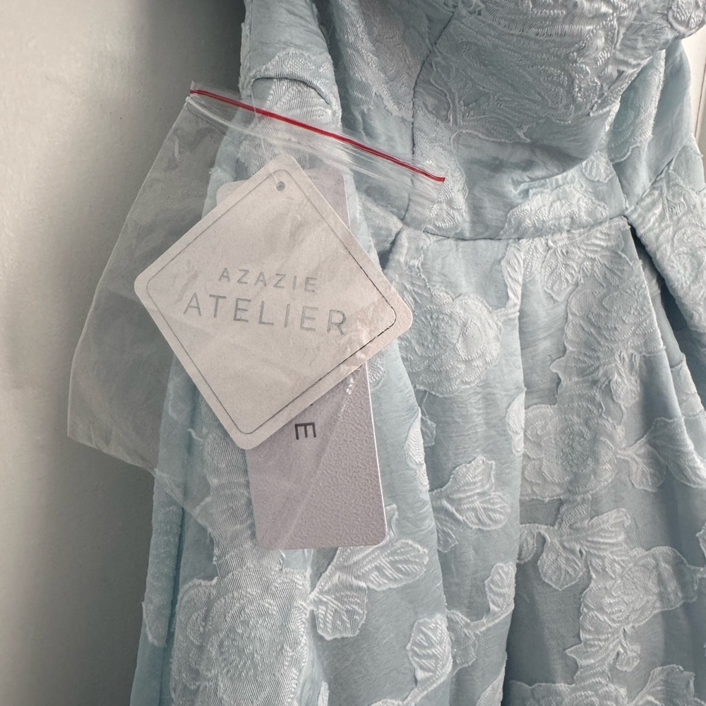 Azazie Strapless A-Line Dress in Light Blue - Picture 4 of 4